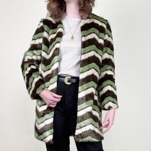 Vintage 90s Y2K Faux Fur Coat Oversized Disco Mod Statement Scandi Girl Jacket